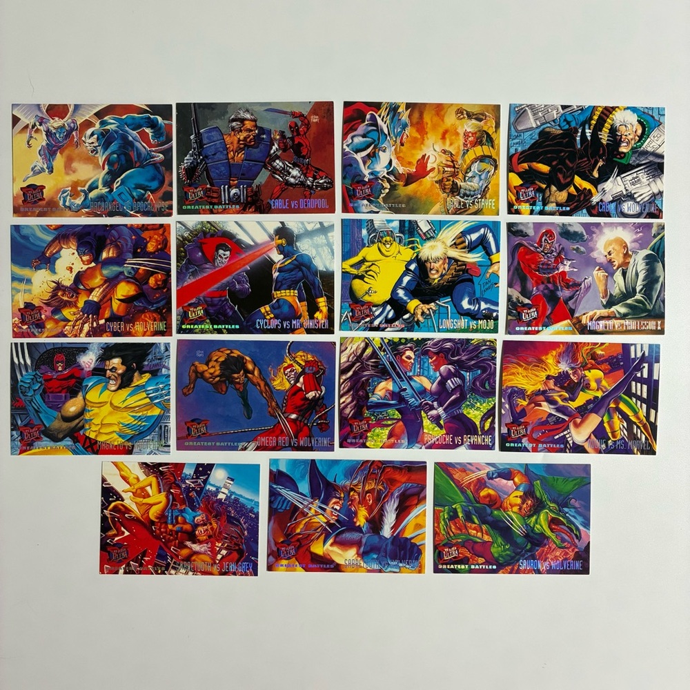 VTG 1995‎ Fleer Ultra Greatest Battles Cards #126-140 Lot of 15 With Deadpool